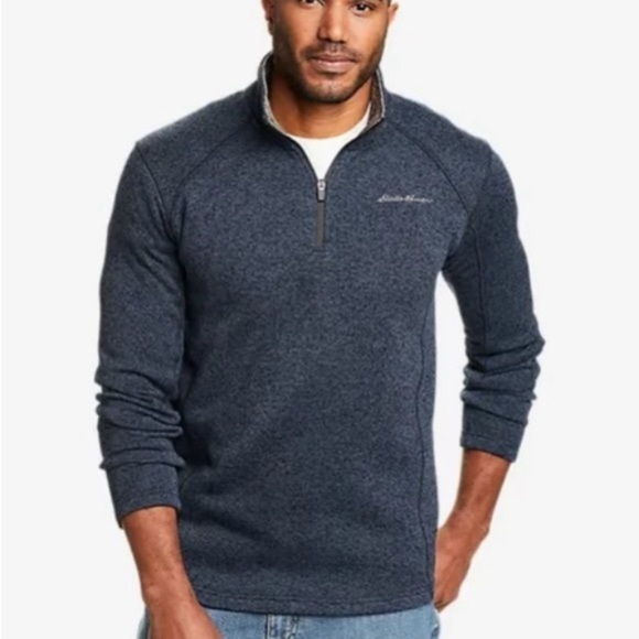 Eddie Bauer Blue Zip Up Sweater with Stand-Up Collar - Picture 1 of 7